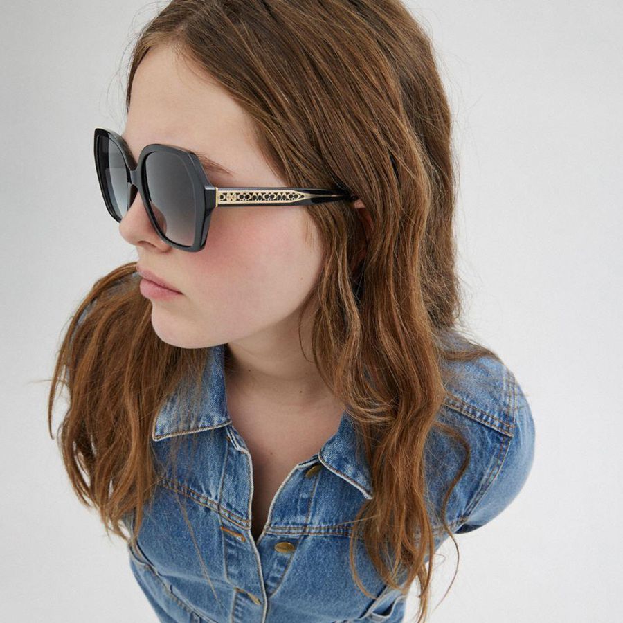 COACH® Signature Ombré Geometric Square Women Sunglasses Grey | UNQJ92745