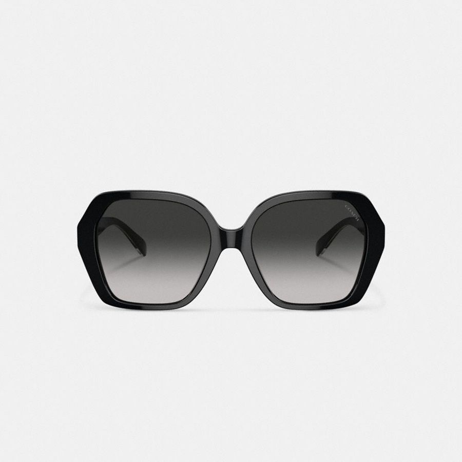 COACH® Signature Ombré Geometric Square Women Sunglasses Grey | UNQJ92745