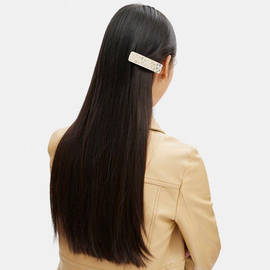 COACH® Signature Resin Wide Hair Barrette Women Jewelry Gold | TYUR20816