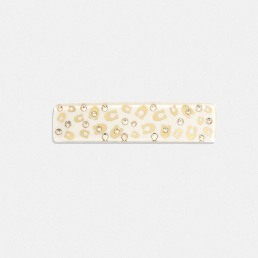 COACH® Signature Resin Wide Hair Barrette Women Jewelry Gold | TYUR20816