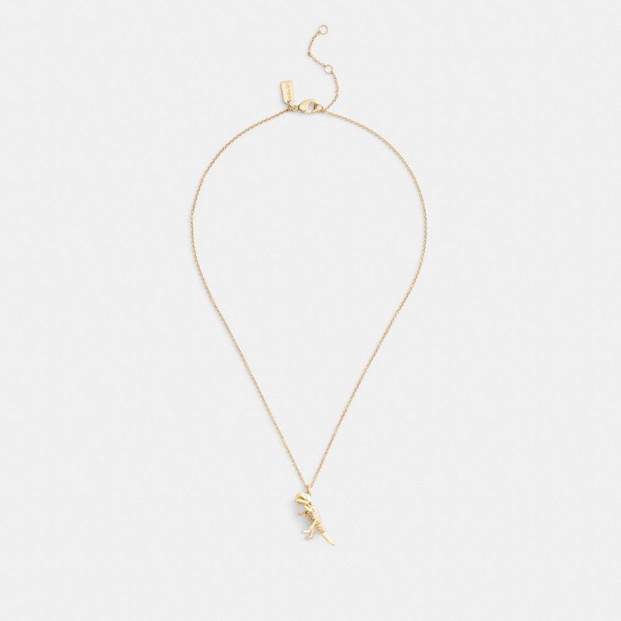COACH® Skeletal Rexy Pendant Necklace Women Jewelry Gold | SUFN46739