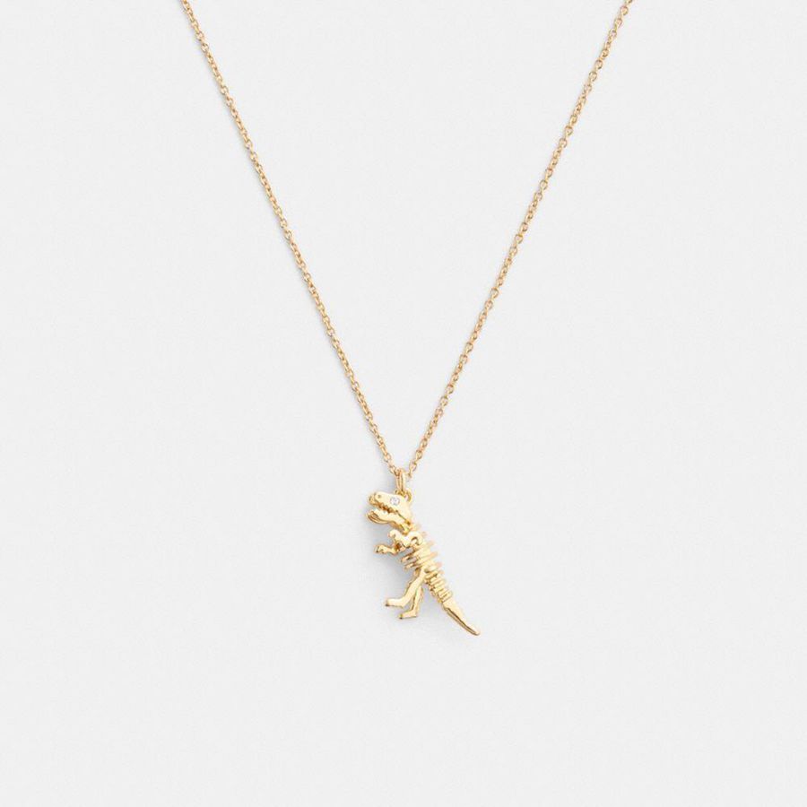 COACH® Skeletal Rexy Pendant Necklace Women Jewelry Gold | SUFN46739