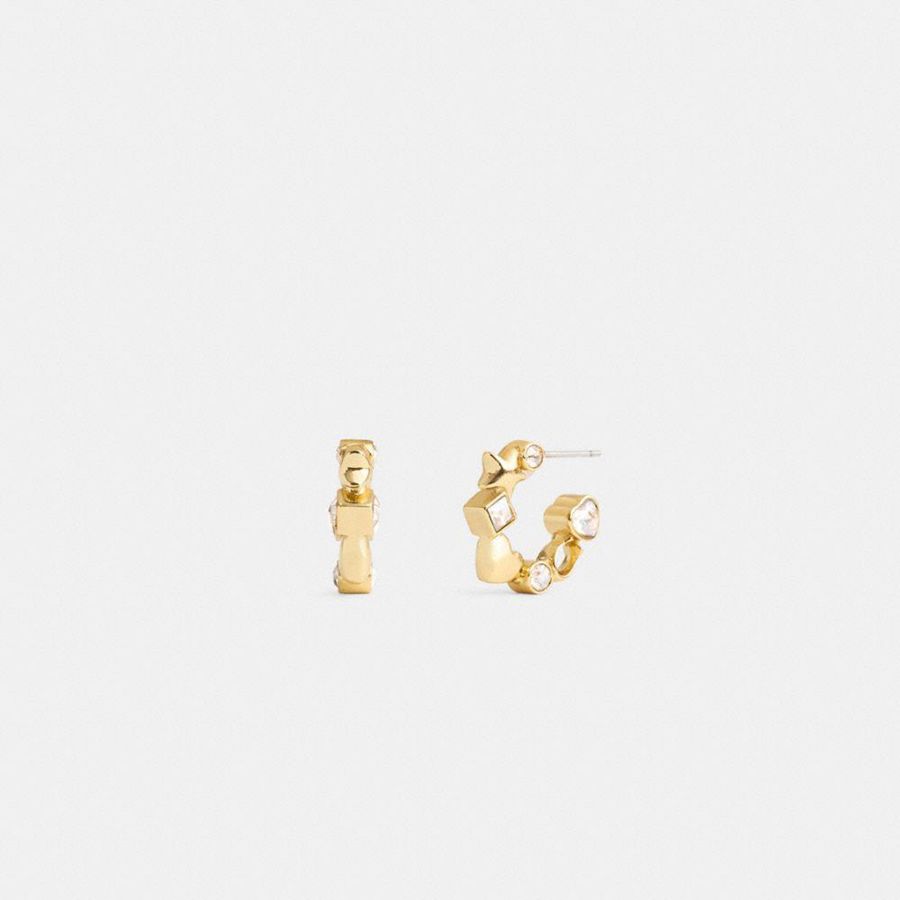 COACH® Star Heart Mix Huggie Earrings Women Jewelry Gold | JFCS18025
