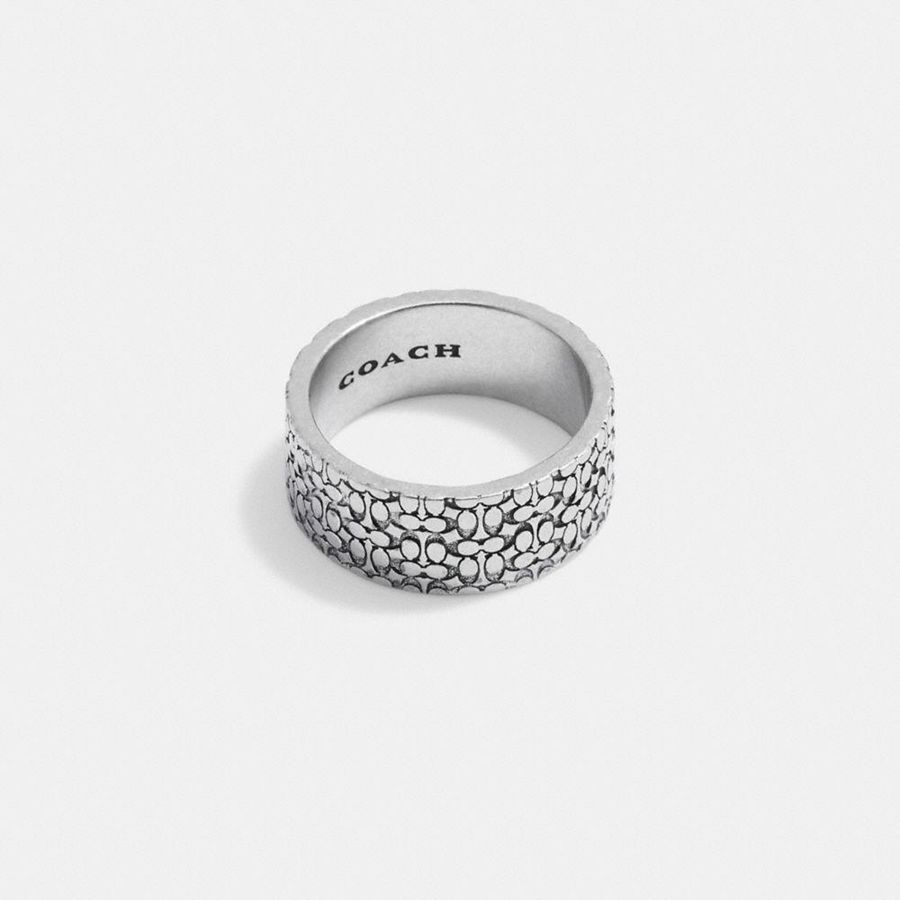 COACH® Sterling Signature Ring Men Jewelry Silver | GTIP73260