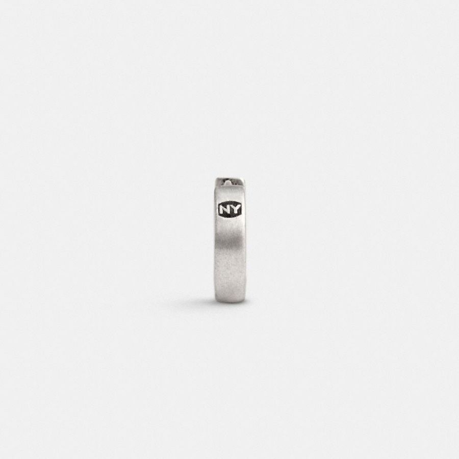 COACH® Sterling Stamped Signature Huggie Earring Men Jewelry Silver | OVQN73180