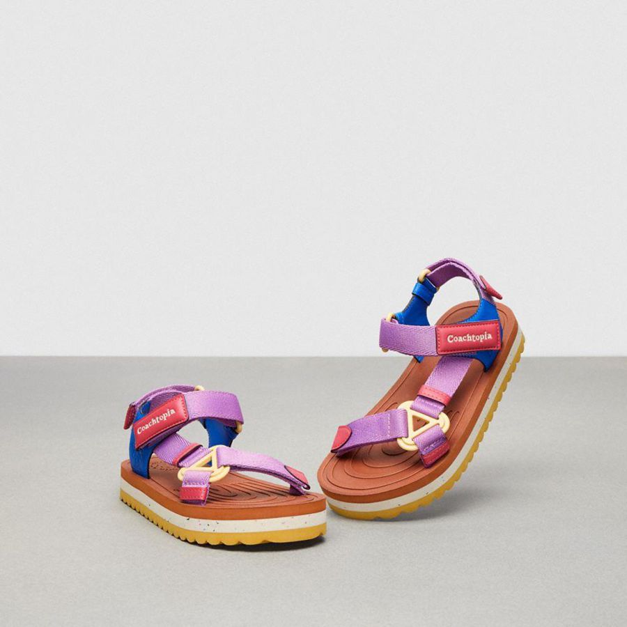 COACH® Strappy Women Sandals Pink | UZEF08134