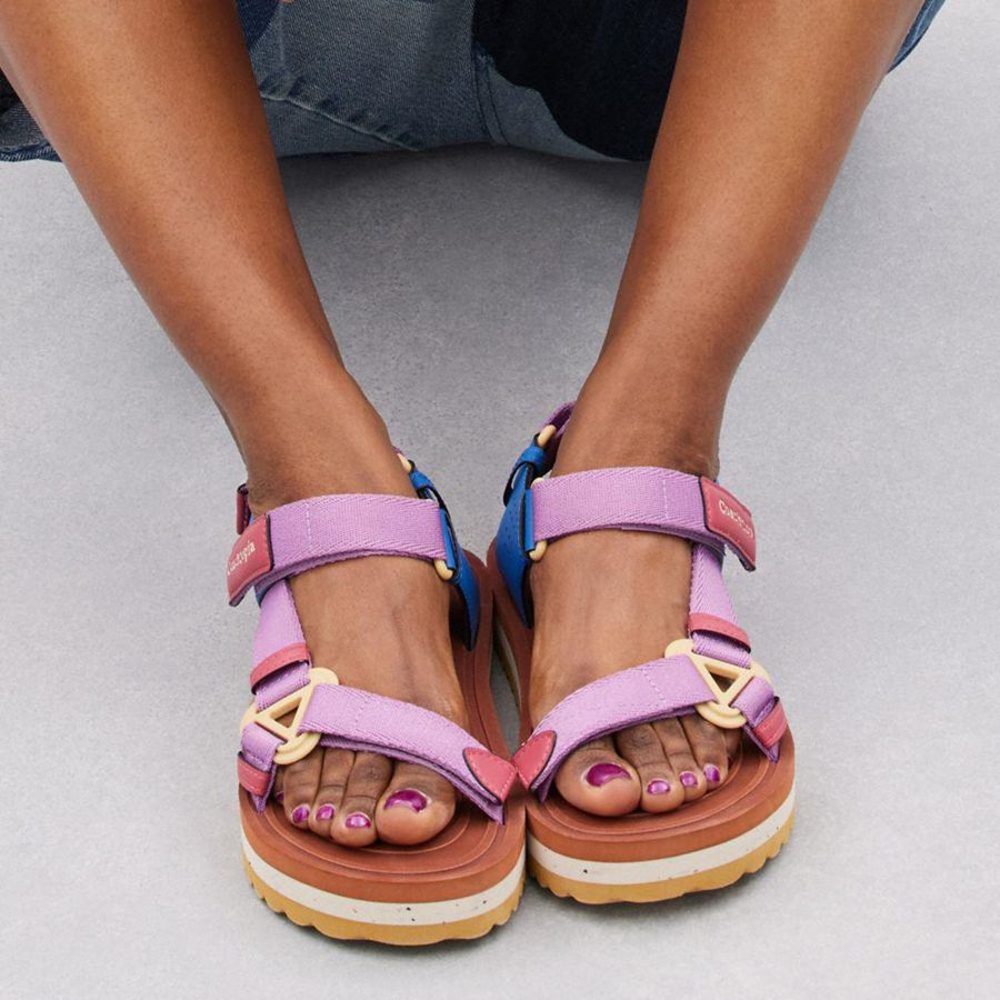 COACH® Strappy Women Sandals Pink | UZEF08134