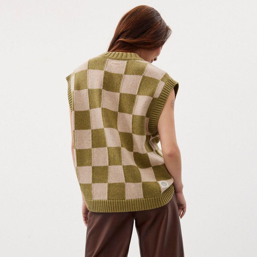 COACH® Sweater Vest With Checkerboard Pattern Women Sweater Green | OJWK08162