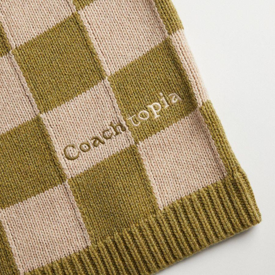COACH® Sweater Vest With Checkerboard Pattern Women Sweater Green | OJWK08162