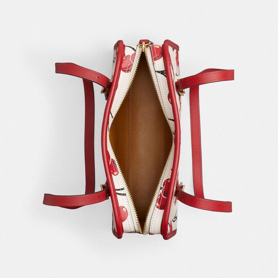 COACH® Swing Zip With Cherry Print Women Shoulder Bag Red | KXDM85210