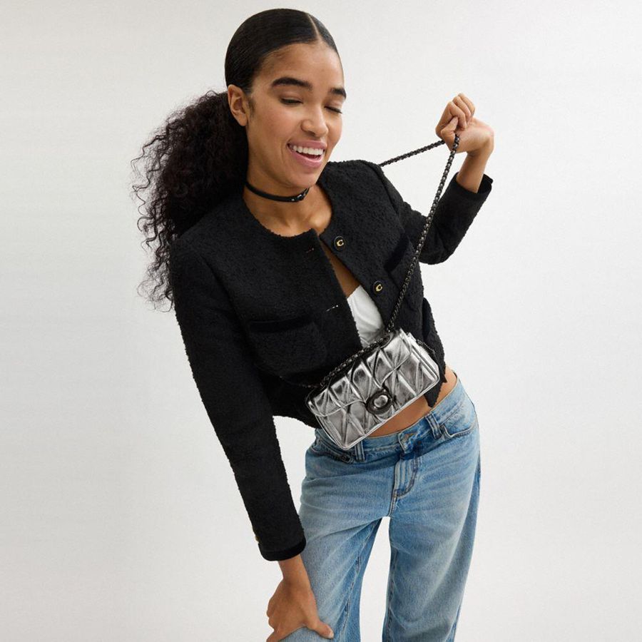 COACH® Tabby 20 With Quilting Women Shoulder Bag Silver | AWKM91208