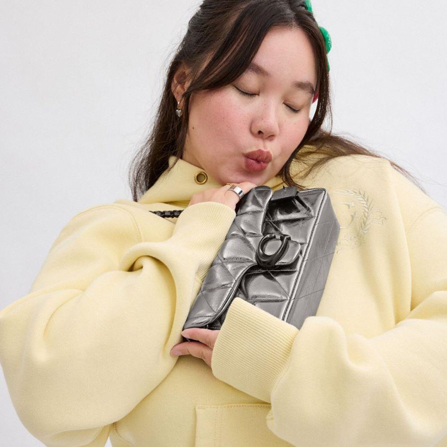 COACH® Tabby 20 With Quilting Women Shoulder Bag Silver | AWKM91208