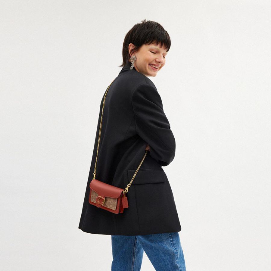 COACH® Tabby Crossbody Wristlet In Signature Canvas Women Clutch Bags Brown | MHFS68419
