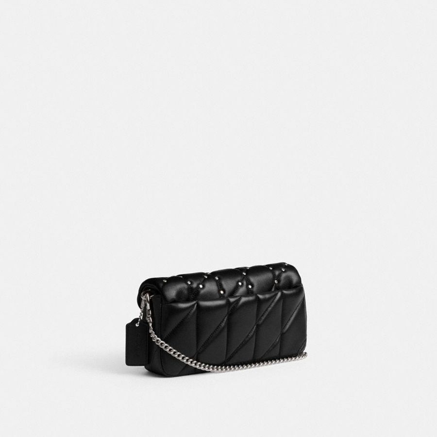 COACH® Tabby Crossbody Wristlet With Pillow Quilting And Crystal Rivets Women Wallet Black | TLKJ90346