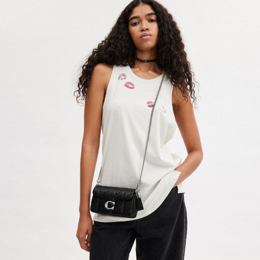 COACH® Tabby Crossbody Wristlet With Pillow Quilting Women Clutch Bags Black | UXFY83291