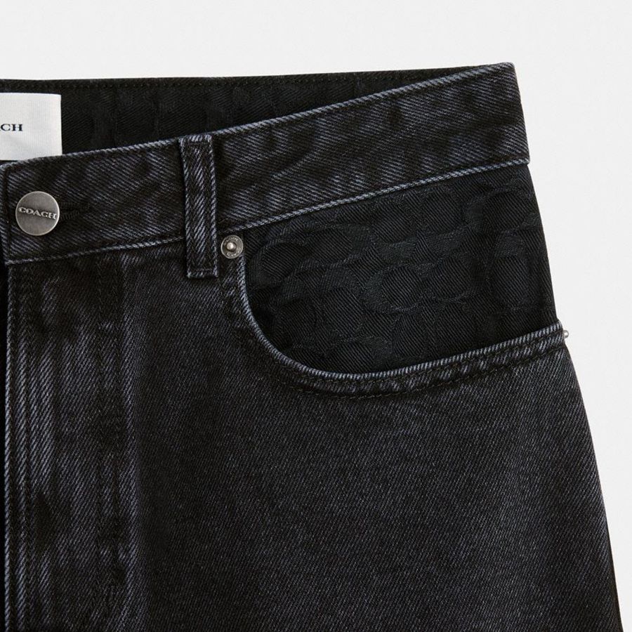 COACH® Taper Jeans In Organic Cotton Men Pants Black | IUZV65174