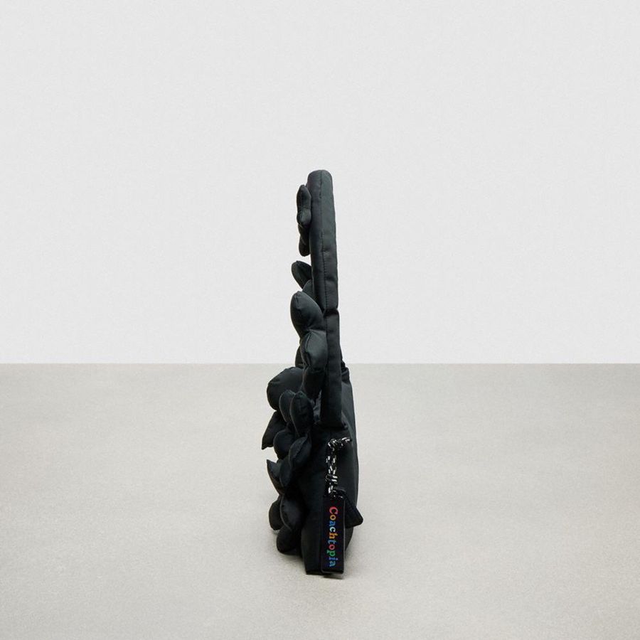 COACH® Topia Loop In Recycled Polyester With Floral Appliqué Women Shoulder Bag Black | NKJL30628