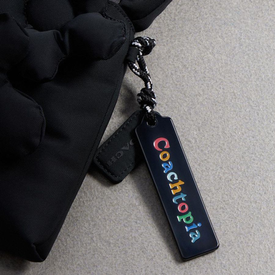 COACH® Topia Loop In Recycled Polyester With Floral Appliqué Women Shoulder Bag Black | NKJL30628