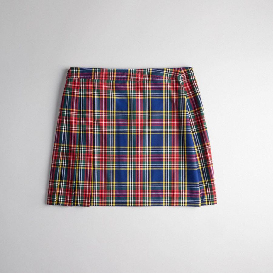 COACH® Topia Loop Mini With Plaid Pattern Women Skirt Blue | IEVP80234