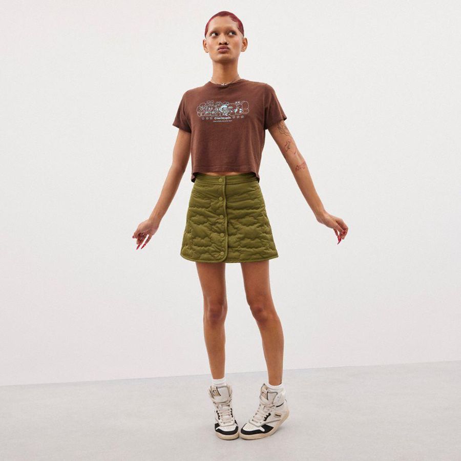 COACH® Topia Loop Quilted Cloud Women Skirt Olive | DMWH20367