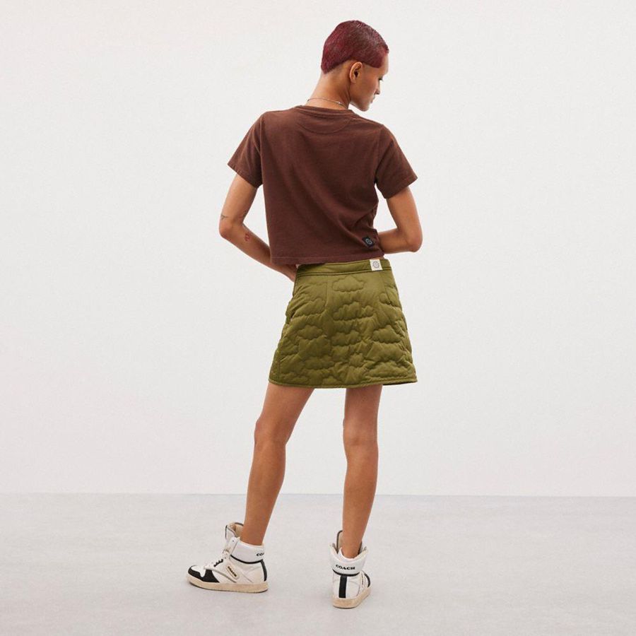 COACH® Topia Loop Quilted Cloud Women Skirt Olive | DMWH20367