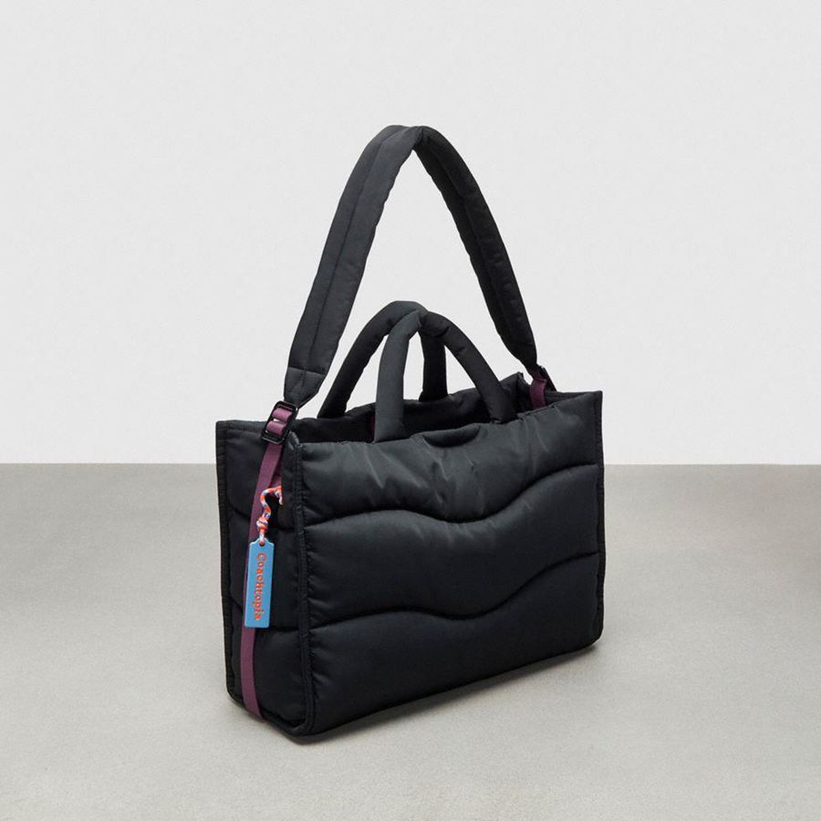 COACH® Topia Loop Tote With Wavy Quilting Women Tote Bags Black | CQOY91804