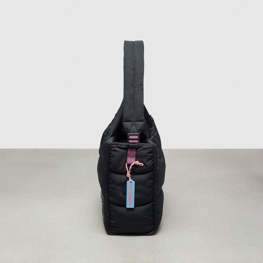 COACH® Topia Loop Tote With Wavy Quilting Women Tote Bags Black | CQOY91804