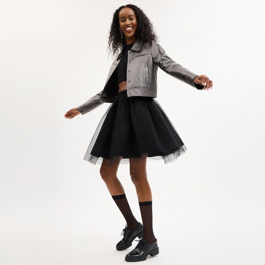 COACH® Tulle Midi Women Skirt Black | KJVU52107