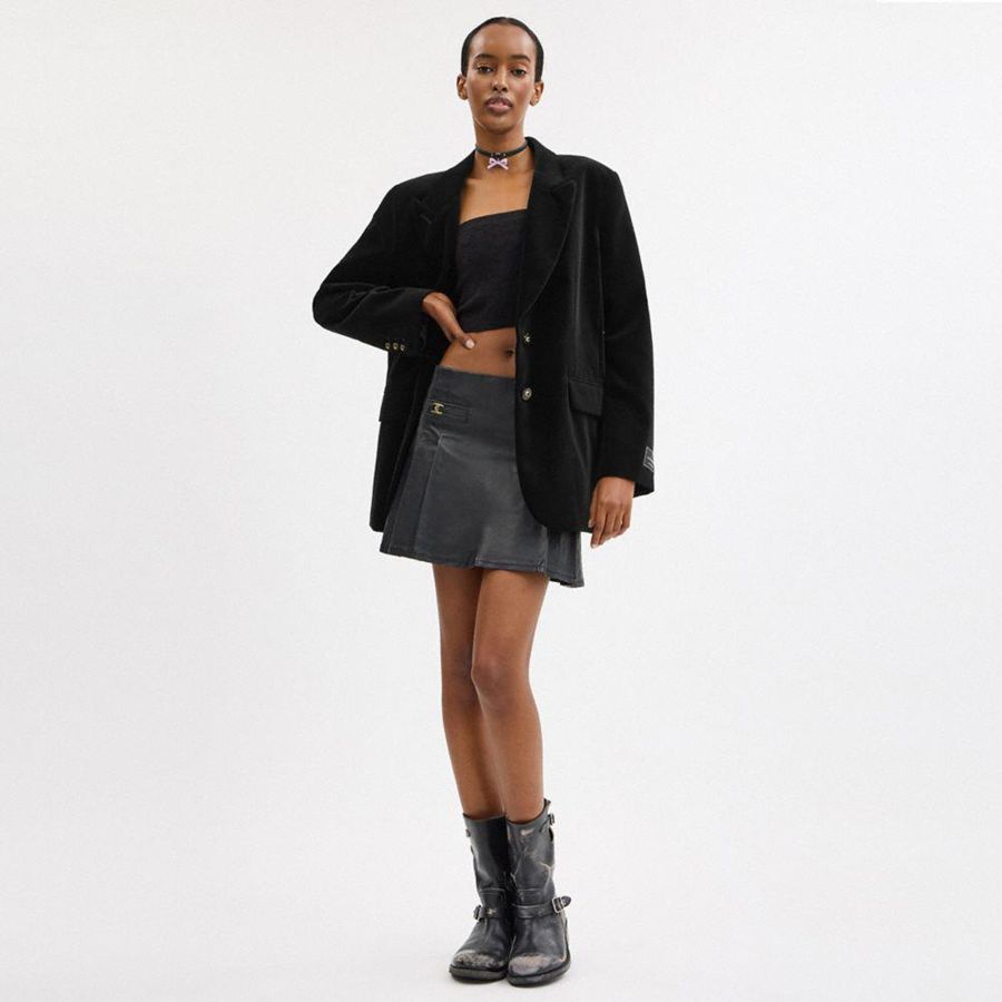 COACH® Velvet Women Blazer Black | PMSL74563
