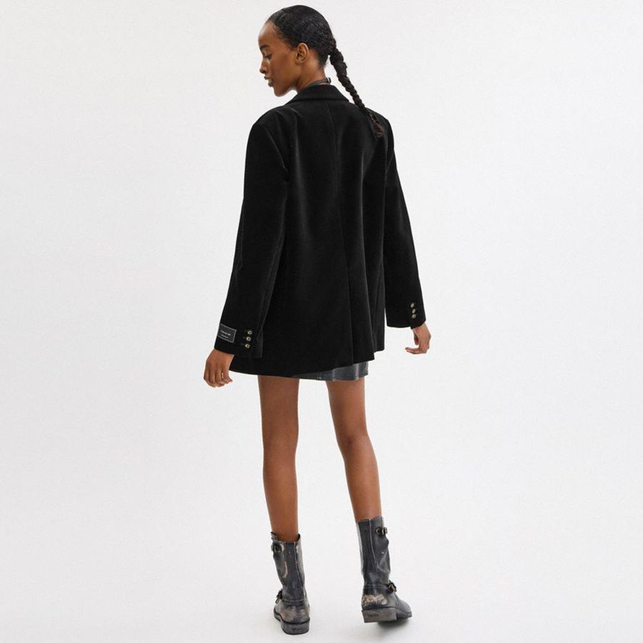 COACH® Velvet Women Blazer Black | PMSL74563