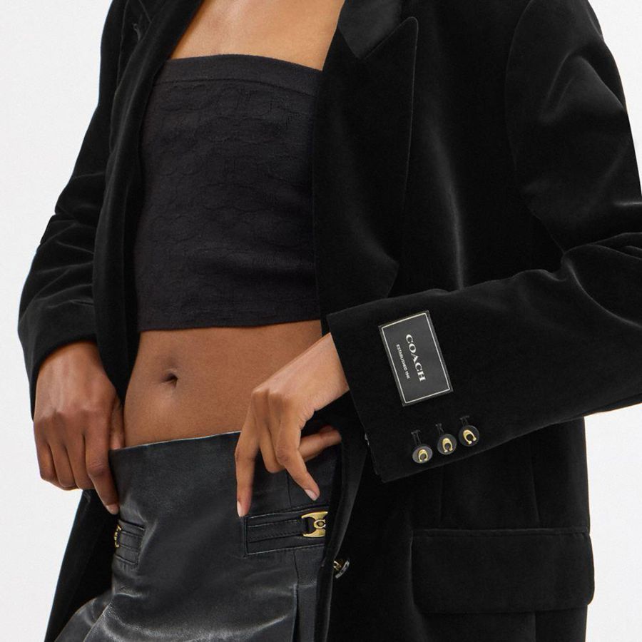 COACH® Velvet Women Blazer Black | PMSL74563
