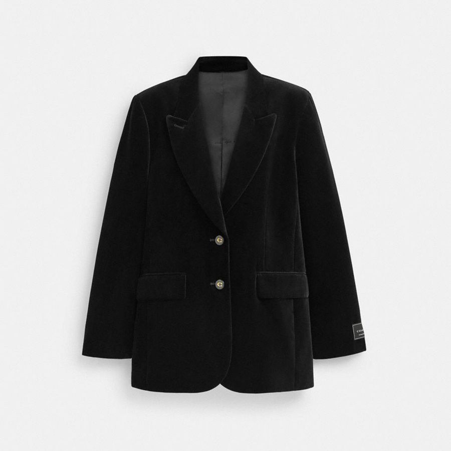 COACH® Velvet Women Blazer Black | PMSL74563