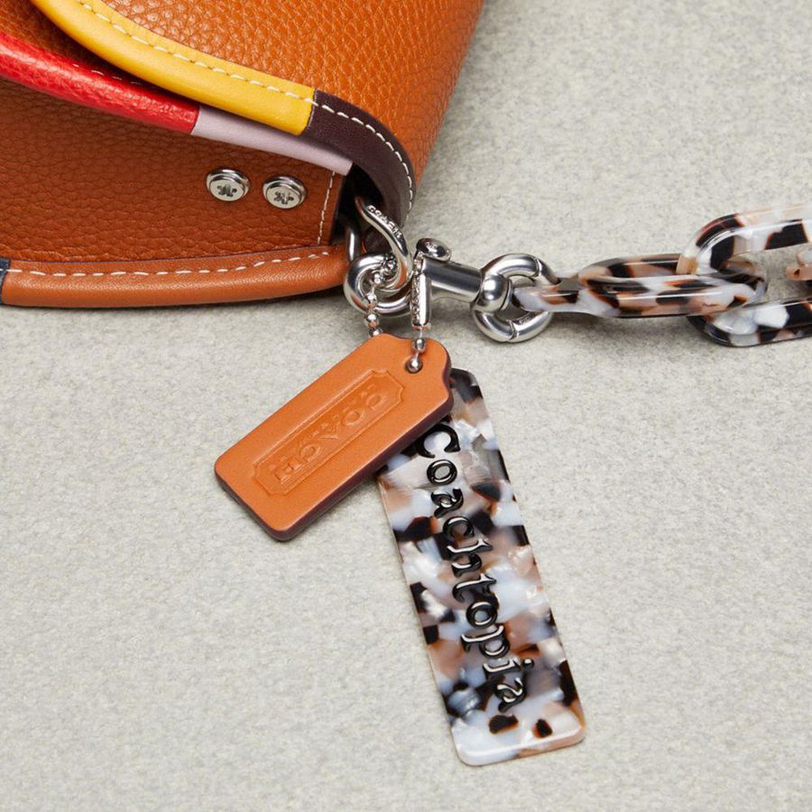COACH® Wavy Dinky In Coachtopia Leather With Colorful Binding Women Crossbody Bag Brown | QZDI04168