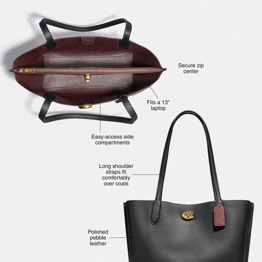 COACH® Willow Women Tote Bags Black | WZRF90318