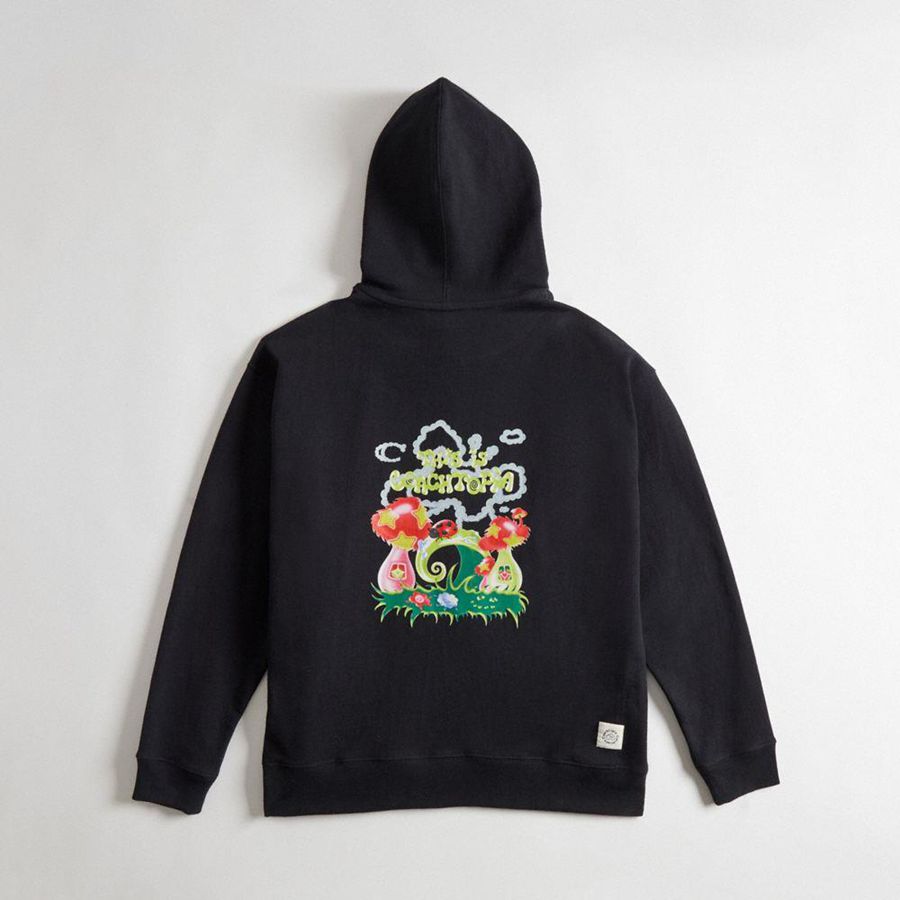 COACH® With This Is Coachtopia Print Men Hoodie Black | MIUN05163