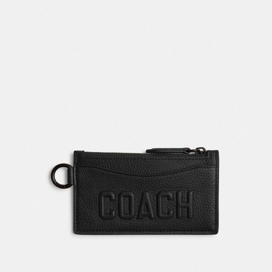 COACH® Zip Card Case With Coach Graphic Men Wallet Black | MLTY01845